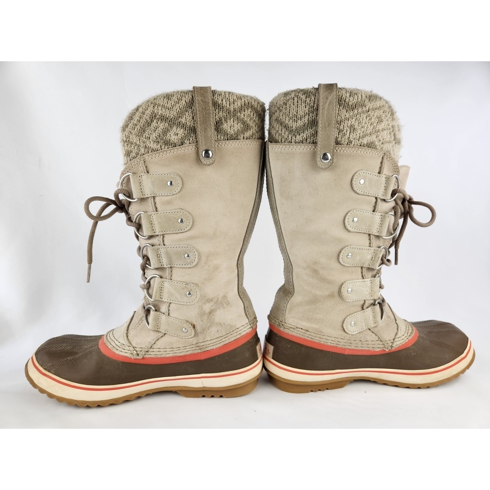 Sorel Joan Of Arctic Leather Boots Women SZ 10 Waterproof Thick Knit Snow Winter - Picture 6 of 16